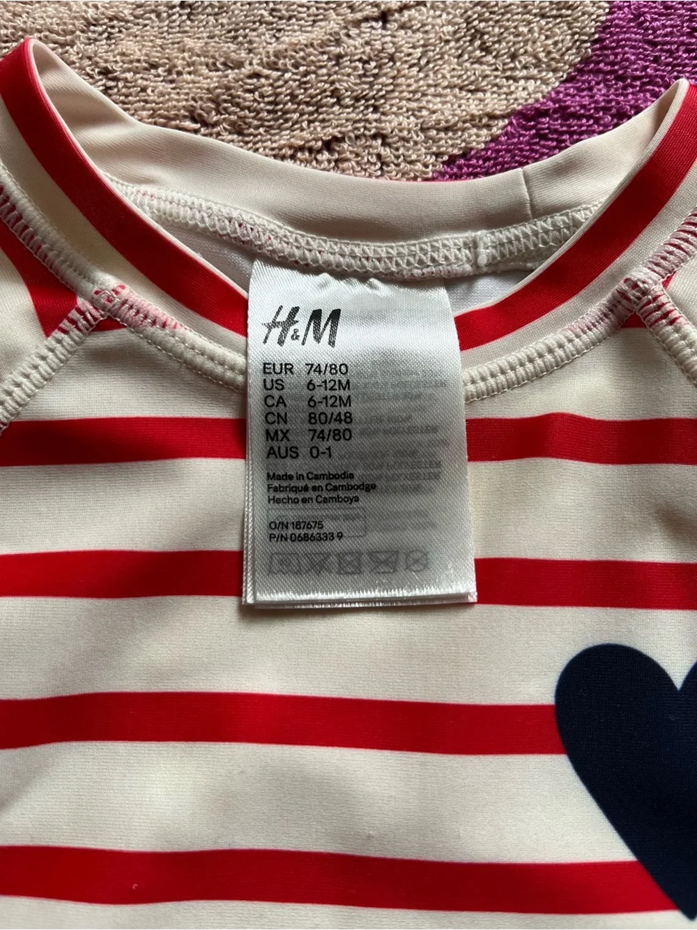 H&M Baby Girls Heart Stripe Rashguard